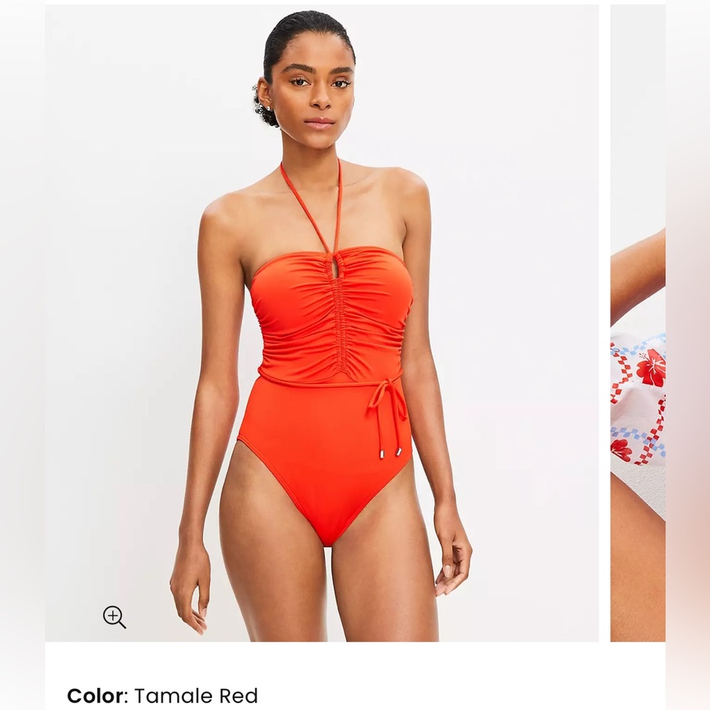 LOFT Beach Ruched Halter One Piece Swimsuit